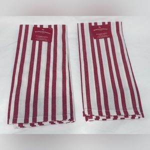Wondershop 2 Pack Kitchen Towel100% cotton Red Stripes. 16inX21in